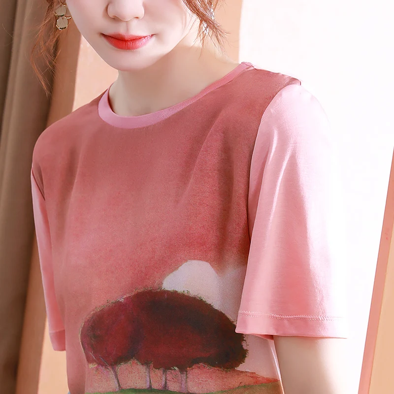 Women's Knitted Women's Silk Sweater Short Sleeve Printed Silky Sweat Absorbing Breathable Summer Short Sleeve
Women's Knitted Women's Silk Sweater Short Sleeve Printed Silky Sweat Absorbing Breathable Summer Short Sleeve