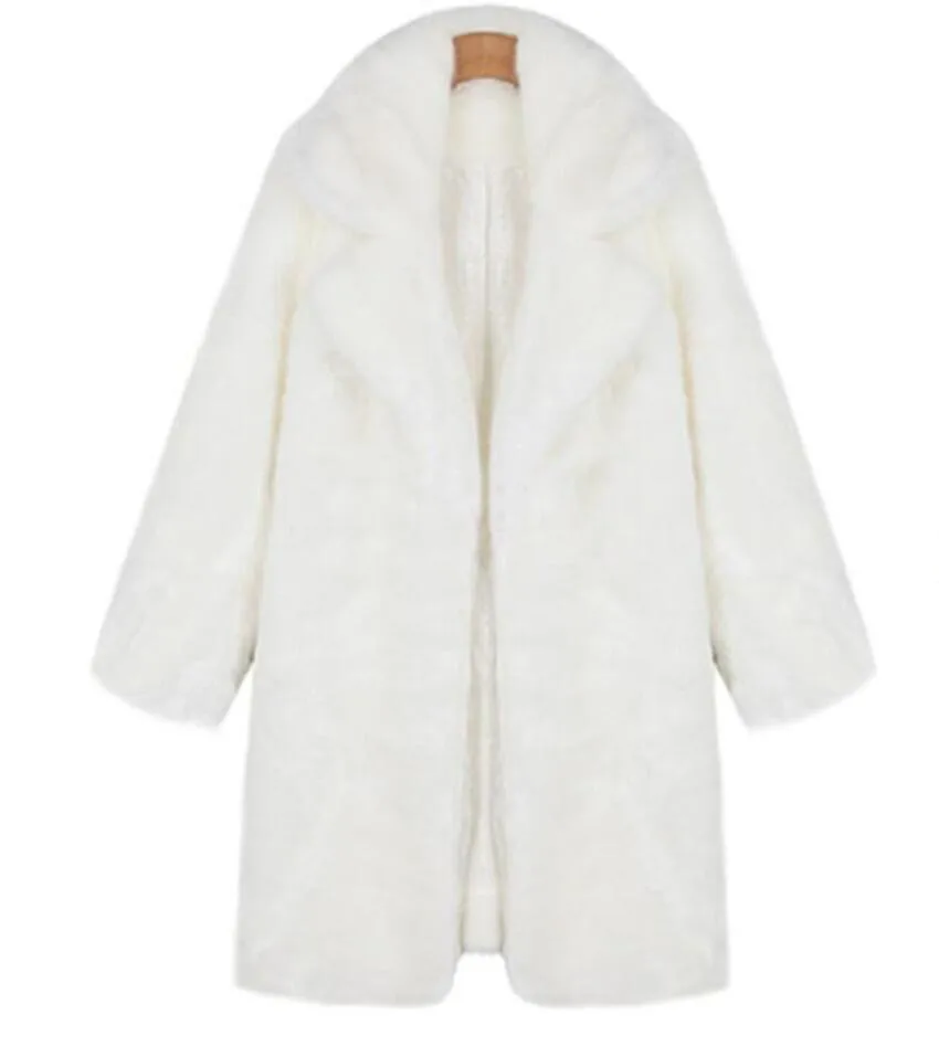 Женское зимнее пальто из плотного кроличьего меха белый однотонный Свободный