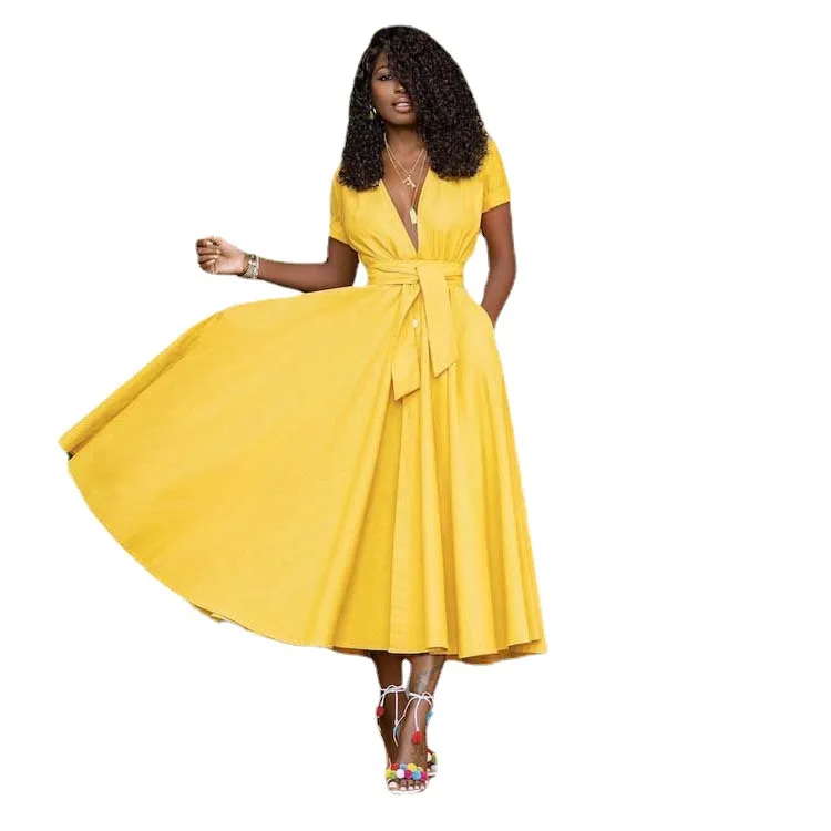 2021 summer new style fashion novel unique commuter yellow v-neck women's long skirt lace dress A-LINE
2021 summer new style fashion novel unique commuter yellow v-neck women's long skirt lace dress A-LINE