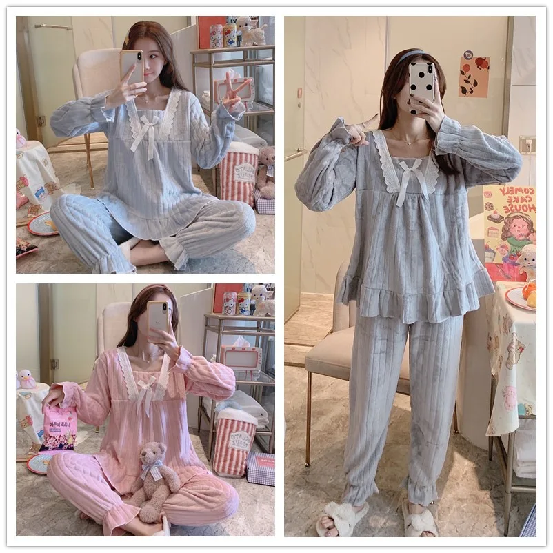 SLPBELY Pajamas Homewear Suit New Style Autumn Winter Warm Sleepwear Homewear Flannel Velet Trousers Pajamas Female Sleepwear
SLPBELY Pajamas Homewear Suit New Style Autumn Winter Warm Sleepwear Homewear Flannel Velet Trousers Pajamas Female Sleepwear