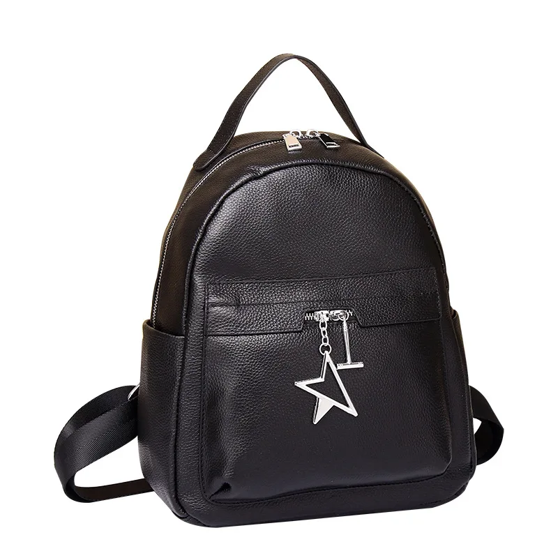 Silver Star Hardware 100% Genuine Cow Leather Black Lady Women's Backpacks First Layer Cowhide Summer Backpack Young Girls Bag
Silver Star Hardware 100% Genuine Cow Leather Black Lady Women's Backpacks First Layer Cowhide Summer Backpack Young Girls Bag