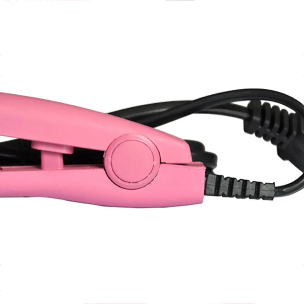 Профессиональный мини-выпрямитель для волос утюжок розовый керамический