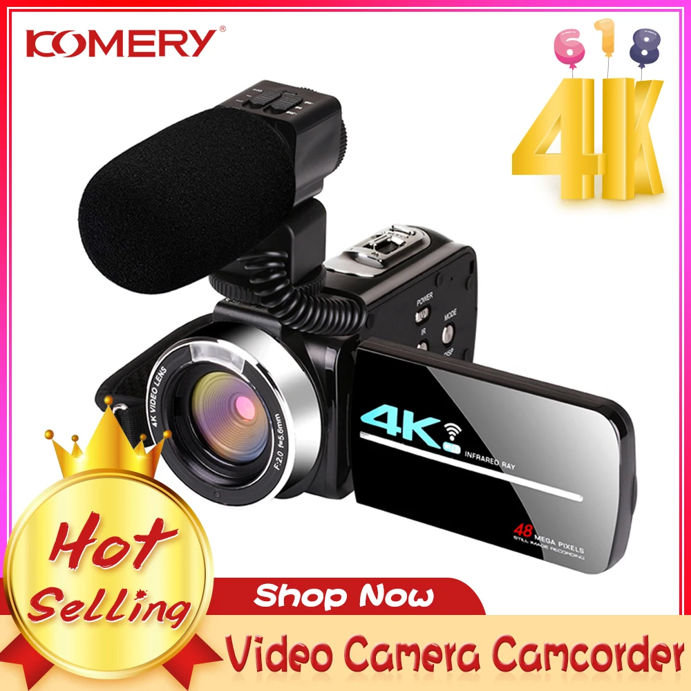 KOMERY 4K Video Camcorder WIFI 56MP Vlogging Camera for Youtube 18X 270 Degree Rotation Touch Screen Night Vision HD Recorder 
KOMERY 4K Video Camcorder WIFI 56MP Vlogging Camera for Youtube 18X 270 Degree Rotation Touch Screen Night Vision HD Recorder