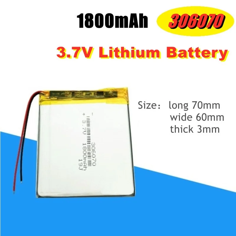 306070 3 7 V 1800mAh литий-полимерная аккумуляторная батарея для PSP PDA GPS DVR E-Book Tablet PC Power Bank |