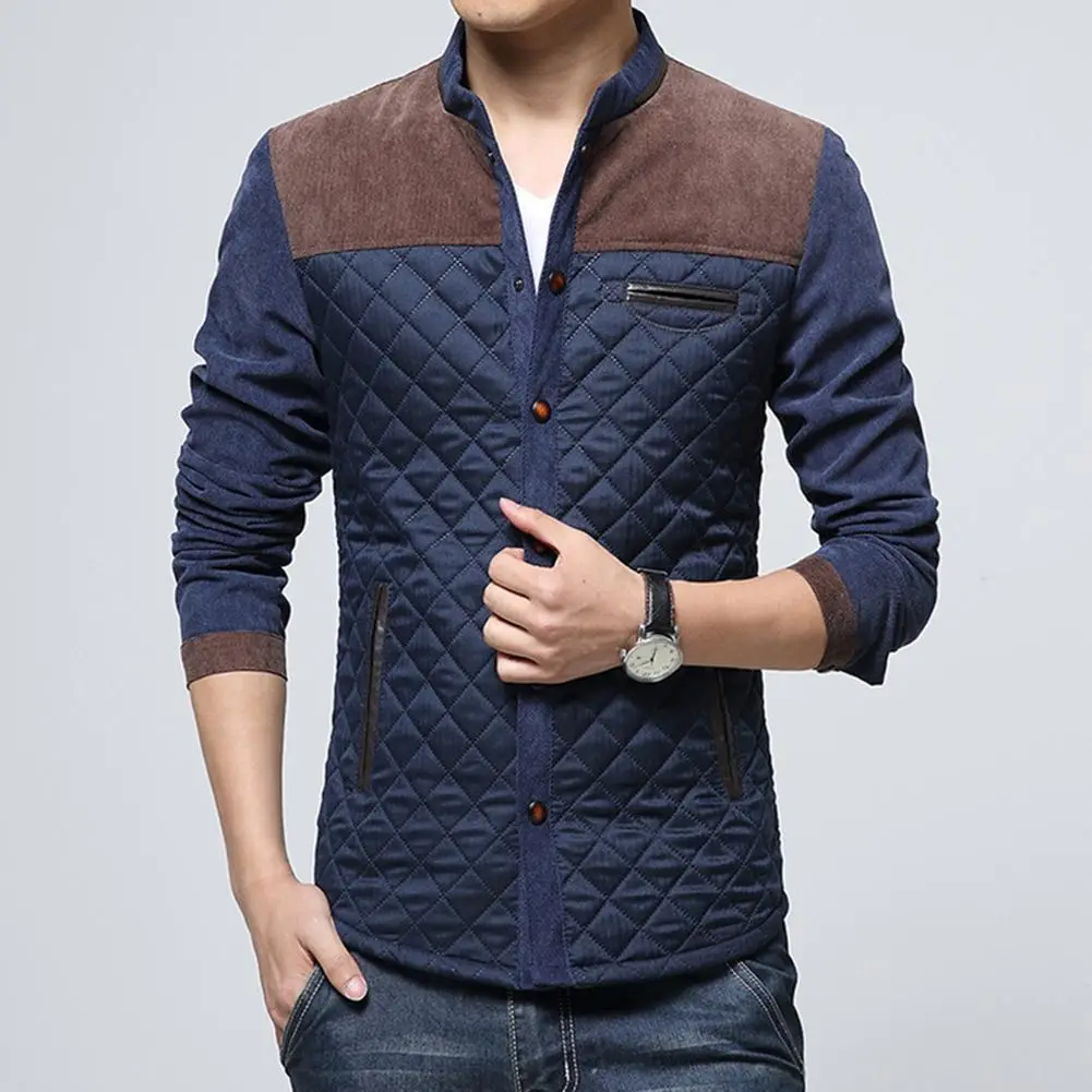 Men Winter Long Sleeve Stand Collar Color Block Buttons up Corduroy Slim Jacket Parkas
Men Winter Long Sleeve Stand Collar Color Block Buttons up Corduroy Slim Jacket Parkas
