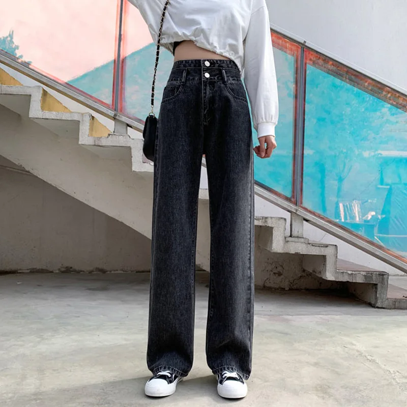 2021 Woman High Waist Jeans Retro White Black Jeans Trousers Straight Overalls Pants Long Loose Wide Leg Jeans for Women
2021 Woman High Waist Jeans Retro White Black Jeans Trousers Straight Overalls Pants Long Loose Wide Leg Jeans for Women