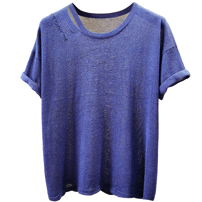 Nkandby Big Size Women's Bright Ice Silk Tshirt Summer Embroidery Hollow Out Short Sleeve Thin Knitted T-shirt Casual Loose Tops
Nkandby Big Size Women's Bright Ice Silk Tshirt Summer Embroidery Hollow Out Short Sleeve Thin Knitted T-shirt Casual Loose Tops