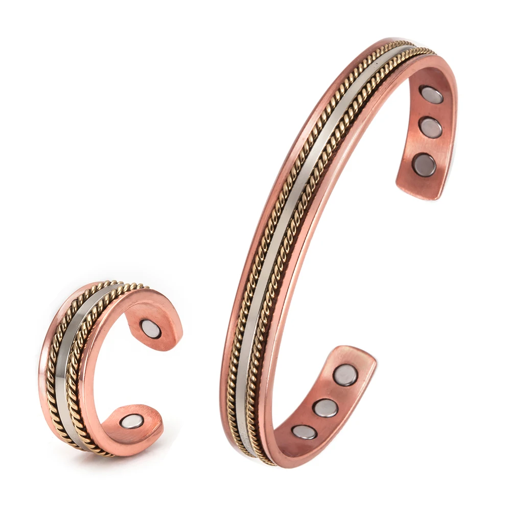 Jewelry Set Health Magnetic Women Bracelet Ring Pure Copper Adjustable Twisted Jewelry-set Open Cuff Thread Bracelets Ring Women
Jewelry Set Health Magnetic Women Bracelet Ring Pure Copper Adjustable Twisted Jewelry-set Open Cuff Thread Bracelets Ring Women