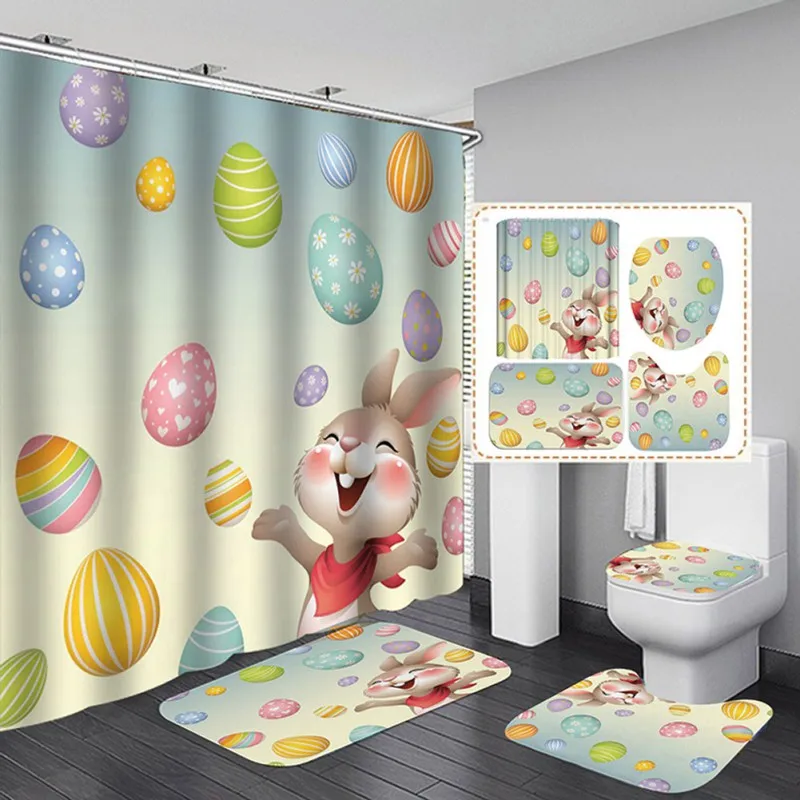 Shower Curtains Happy Easter Shower Curtain 4-piece Toilet Mat U-pad Set 70.8 "shower Curtain For Home / Hotel / Party Decoratio
Shower Curtains Happy Easter Shower Curtain 4-piece Toilet Mat U-pad Set 70.8 "shower Curtain For Home / Hotel / Party Decoratio