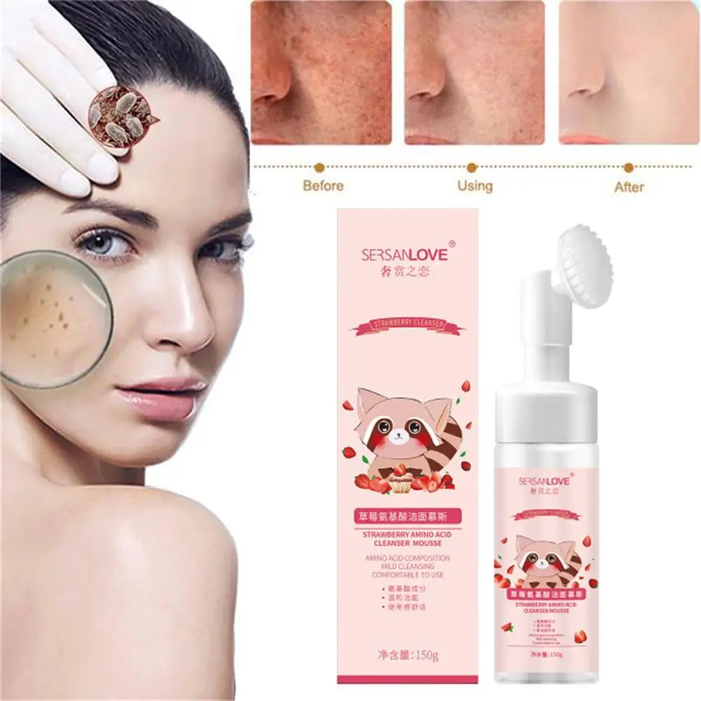 Strawberry Amino Acid Cleansing Foam Face Cleanser Acne Exfoliator Brush Moisturizing Whitening Anti Aging Massage Cleanser Care
Strawberry Amino Acid Cleansing Foam Face Cleanser Acne Exfoliator Brush Moisturizing Whitening Anti Aging Massage Cleanser Care