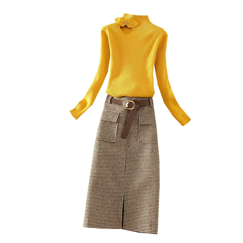 fashion suits 2020 winter new knitted sweaters and plaid knee-length skirts office lady elegant skirts suits top quality
fashion suits 2020 winter new knitted sweaters and plaid knee-length skirts office lady elegant skirts suits top quality