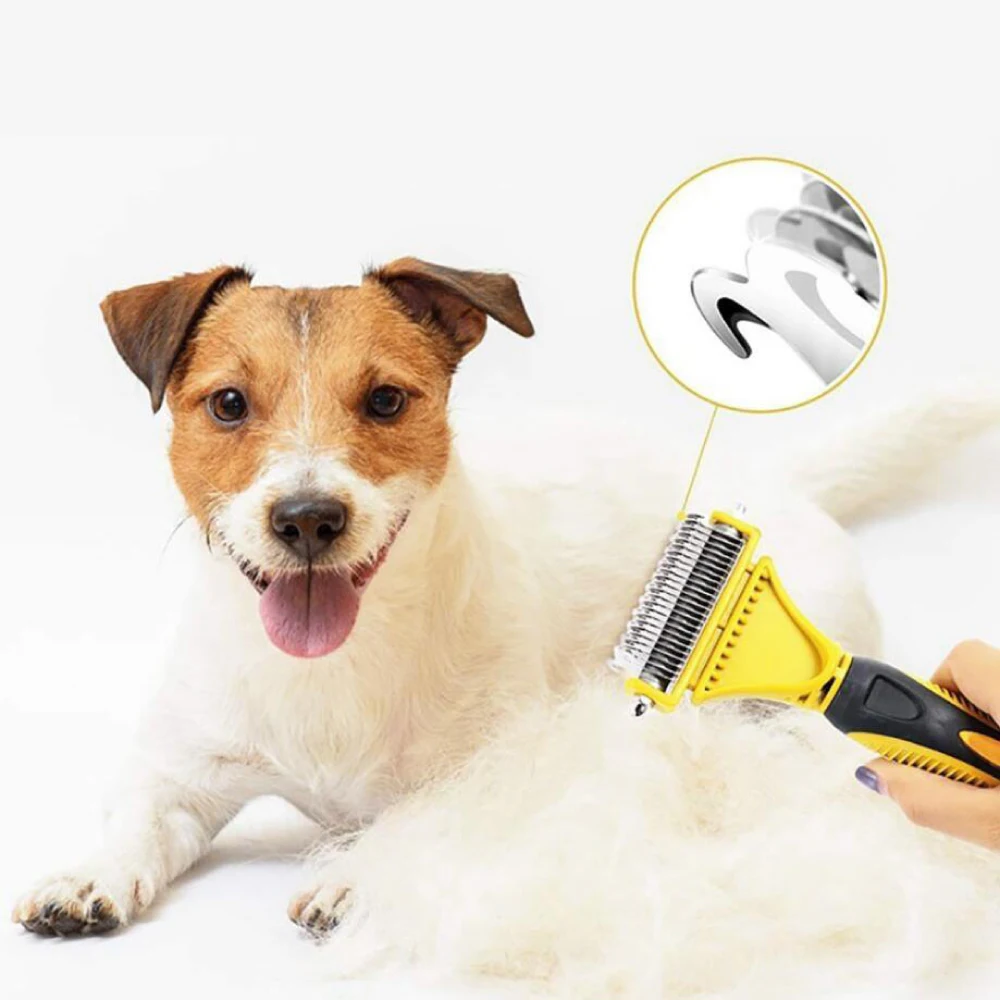 Pet Dog Dematting Comb with 2 Sided Professional Grooming Rake for Easy Mats Tangles Removing Hair Removal Brush Pet Supplies
Pet Dog Dematting Comb with 2 Sided Professional Grooming Rake for Easy Mats Tangles Removing Hair Removal Brush Pet Supplies