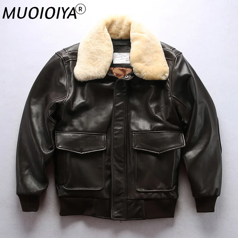 2021 New Men A2 air force flight jacket fur collar genuine leather jacket men black sheepskin coat winter bomber jacket
2021 New Men A2 air force flight jacket fur collar genuine leather jacket men black sheepskin coat winter bomber jacket