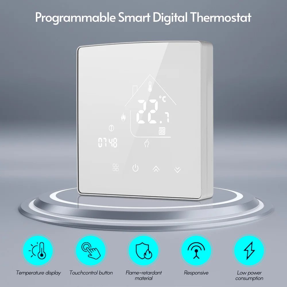 Smart Digital Thermostat Programmable Backlight LCD Touchscreen Temperature Controller for Water/Electric/Gas Boiler Heating
Smart Digital Thermostat Programmable Backlight LCD Touchscreen Temperature Controller for Water/Electric/Gas Boiler Heating