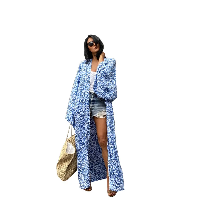 2021 Summer Prevent Bask In Cardigan for Women Blue Leopard Grain Long Bikini Suit Swimwear Cover Up Women
2021 Summer Prevent Bask In Cardigan for Women Blue Leopard Grain Long Bikini Suit Swimwear Cover Up Women