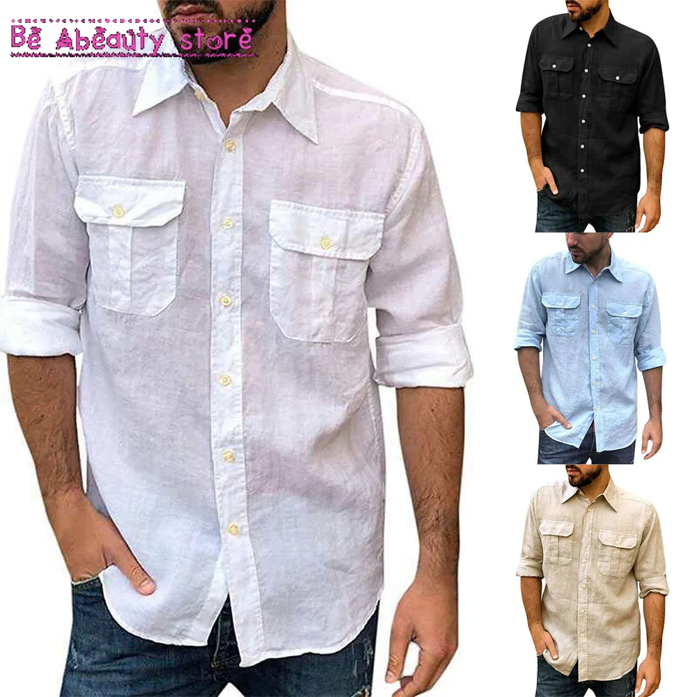 Men's Casual Cotton Hemp Shirt Loose Tops Long Sleeve Double Pocket Tee Shirt Spring Autumn Fashion Handsome Shirts
Men's Casual Cotton Hemp Shirt Loose Tops Long Sleeve Double Pocket Tee Shirt Spring Autumn Fashion Handsome Shirts