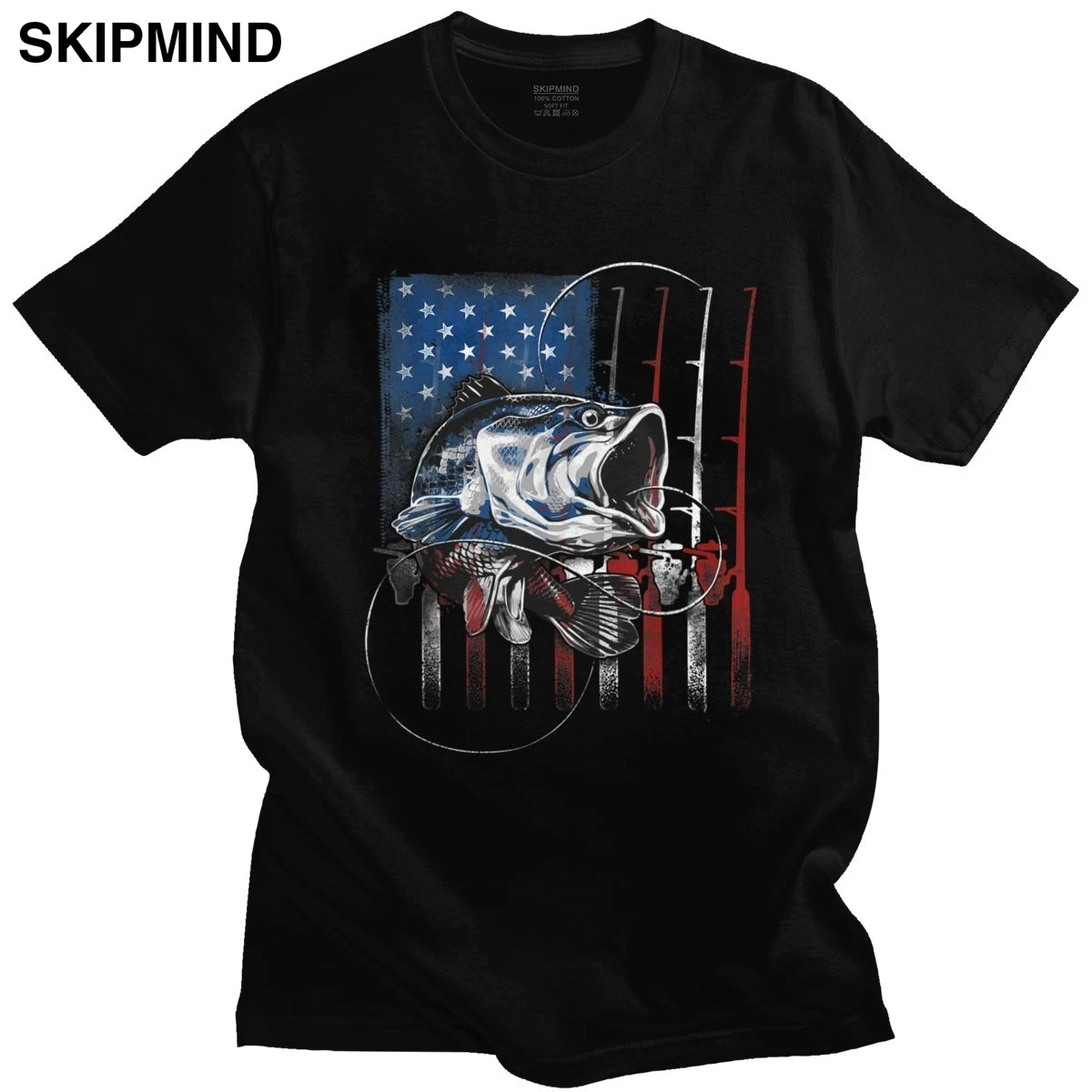 Vintage USA Fishing American Flag Bass T Shirt Short Sleeved Cotton Fisherman Graphic T-shirt Men Distressed Grunge Fish Tee Top
Vintage USA Fishing American Flag Bass T Shirt Short Sleeved Cotton Fisherman Graphic T-shirt Men Distressed Grunge Fish Tee Top