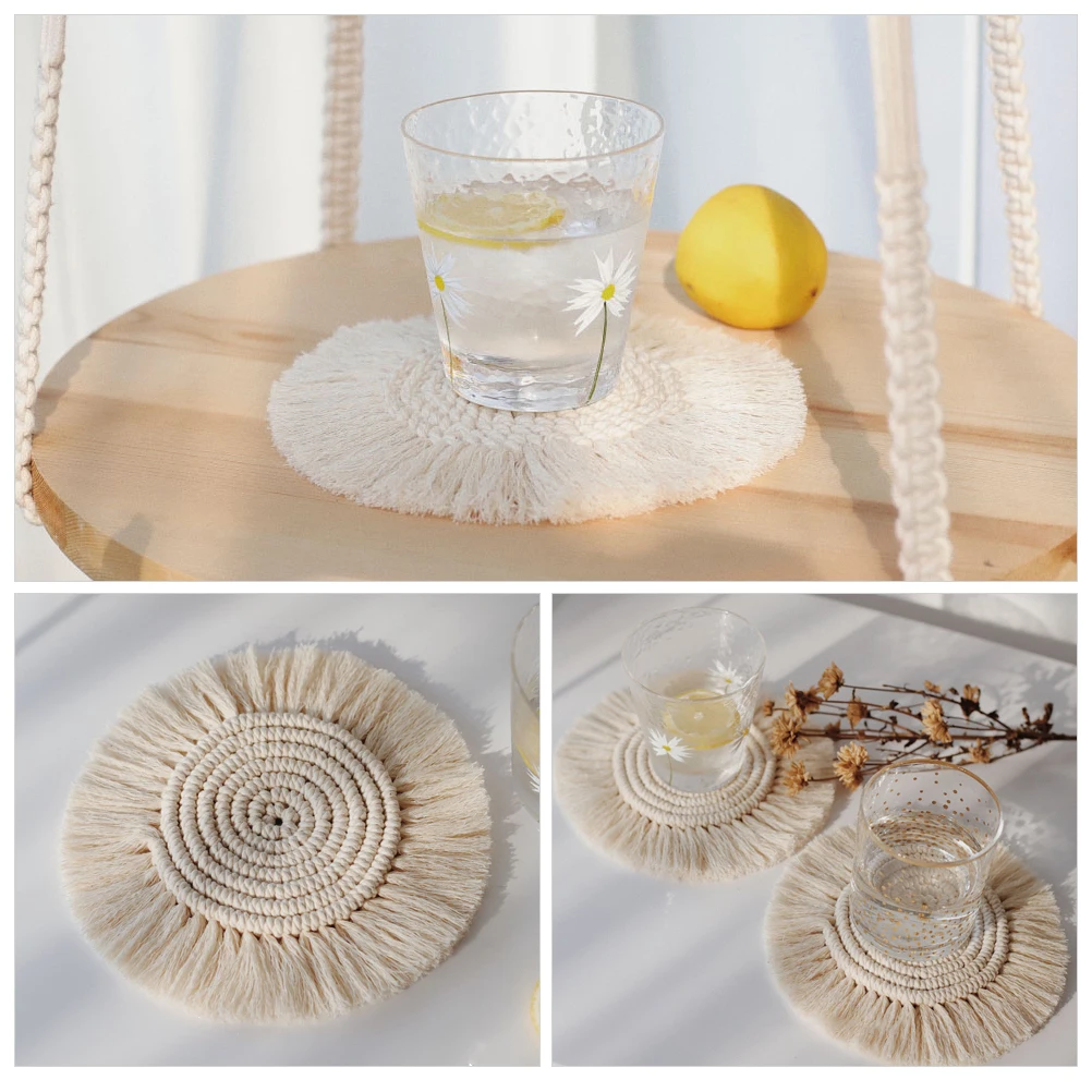Cotton Braid Coaster Handmade Macrame Cup Cushion Bohemia Style Non-slip Cup Mat Heat Insulation Table Mat Coffee Cup Coaster 
Cotton Braid Coaster Handmade Macrame Cup Cushion Bohemia Style Non-slip Cup Mat Heat Insulation Table Mat Coffee Cup Coaster
