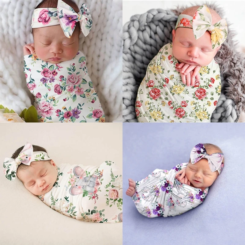 D7YD 2 Pcs Newborn Baby Receiving Blanket Headband Set Infant Floral Print Swaddle Wrap Sleeping Bag Hair Band Kits for Infants
D7YD 2 Pcs Newborn Baby Receiving Blanket Headband Set Infant Floral Print Swaddle Wrap Sleeping Bag Hair Band Kits for Infants