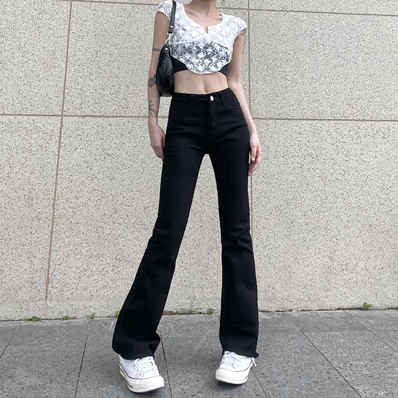 Black Flared Jeans Women High Waist Slim Streetwear Denim Trousers Flared Pants Lady Casual Denim Boot Cut Pants 2021 Autumn
Black Flared Jeans Women High Waist Slim Streetwear Denim Trousers Flared Pants Lady Casual Denim Boot Cut Pants 2021 Autumn