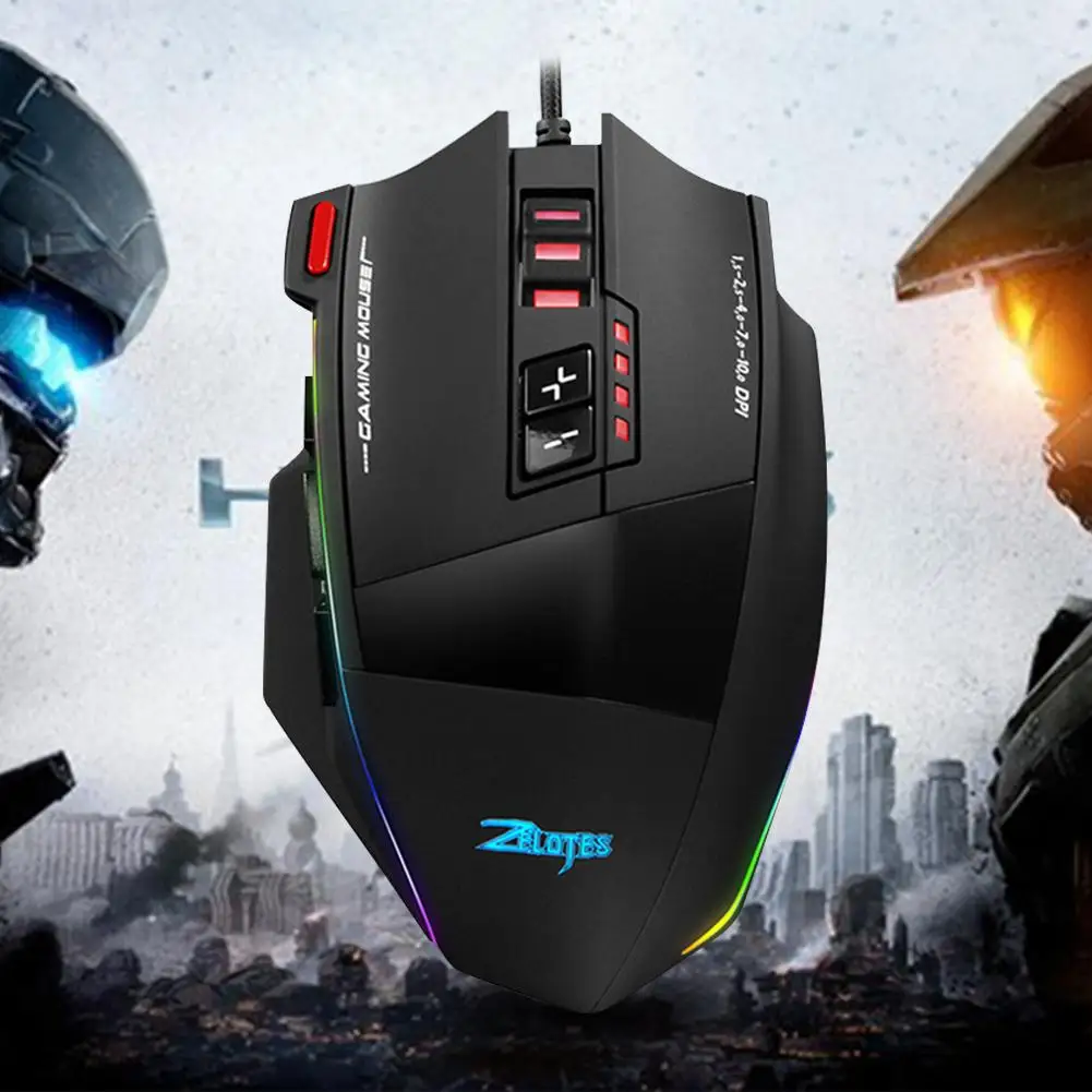 ZELOTES C-13 13 Programmable Buttons Wired USB Mouse 5 Levels 1500-10000DPI Adjustable RGB Optical Gaming Mice
ZELOTES C-13 13 Programmable Buttons Wired USB Mouse 5 Levels 1500-10000DPI Adjustable RGB Optical Gaming Mice