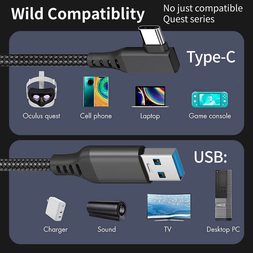 Oculus Quest 2 Link Cable Quest Link USB3.2 Gen1 USB-C Cable For Oculus Headset VR Type-C Data Transfer Cable USB-A to USB-C
Oculus Quest 2 Link Cable Quest Link USB3.2 Gen1 USB-C Cable For Oculus Headset VR Type-C Data Transfer Cable USB-A to USB-C