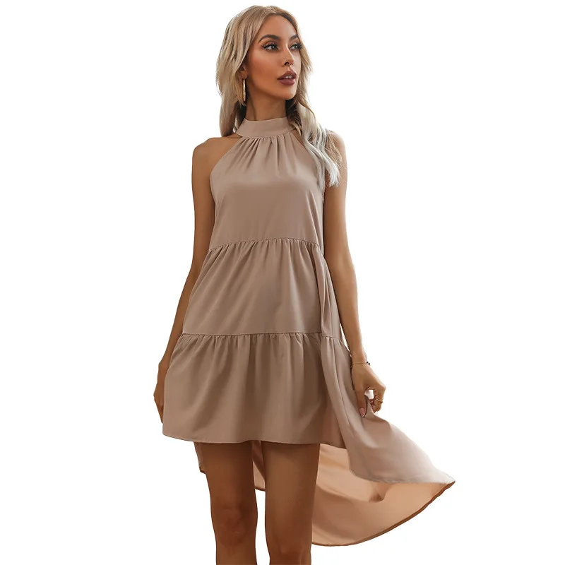 Donsignet Women Dress Summer New European and American Fashion Halter Lace-up Dress Solid Color Dress Women Vestido Feminino
Donsignet Women Dress Summer New European and American Fashion Halter Lace-up Dress Solid Color Dress Women Vestido Feminino