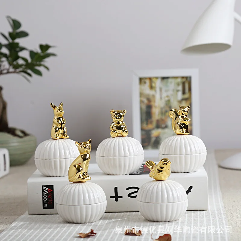 Gold-plated Animal Ceramic Jewelry Box Jewelry Ring Storage Jar Wedding Candy Gift Box Cartoon Mini Cute Jar Home Decoration New
Gold-plated Animal Ceramic Jewelry Box Jewelry Ring Storage Jar Wedding Candy Gift Box Cartoon Mini Cute Jar Home Decoration New