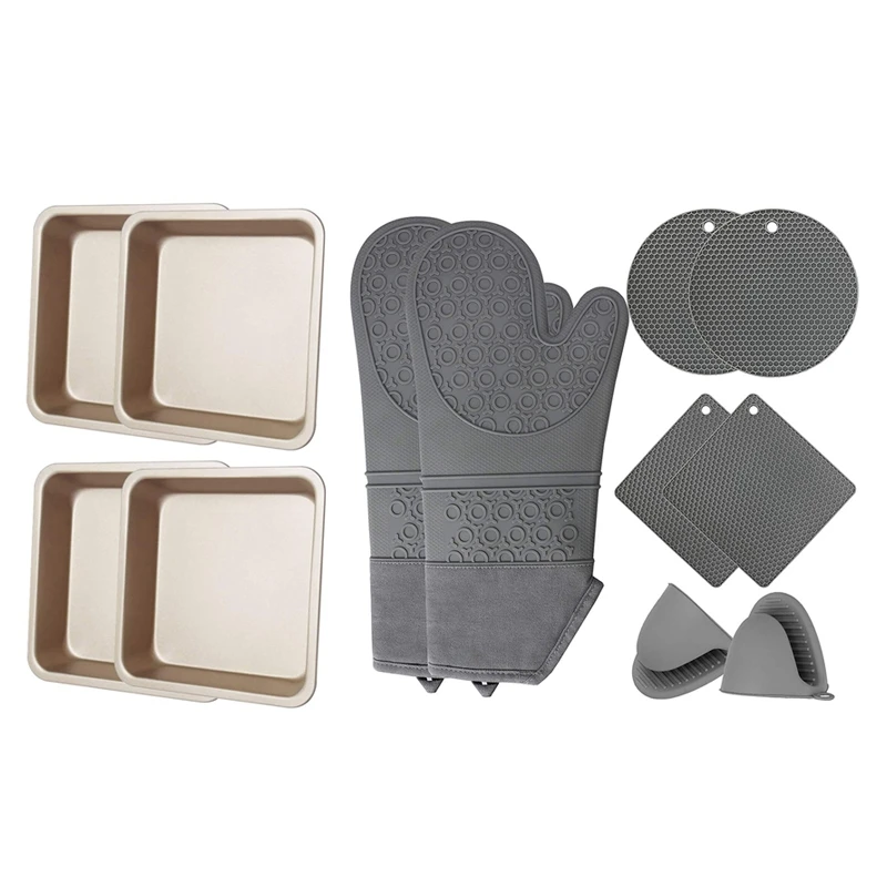 8 Inch Square Cake Pan, Bakeware Toast Mold Baking Tray With 8Pcs Extra Long Kitchen Oven Silicone Gloves
8 Inch Square Cake Pan, Bakeware Toast Mold Baking Tray With 8Pcs Extra Long Kitchen Oven Silicone Gloves