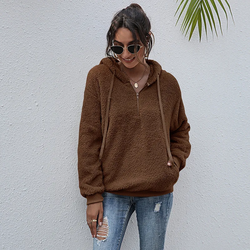 2021 New Winter Faux Fur Warm Hooded Coat Half Zipper Women Loose Casual Solid Color Pullover Jacket With Pockets Warm Clothes
2021 New Winter Faux Fur Warm Hooded Coat Half Zipper Women Loose Casual Solid Color Pullover Jacket With Pockets Warm Clothes
