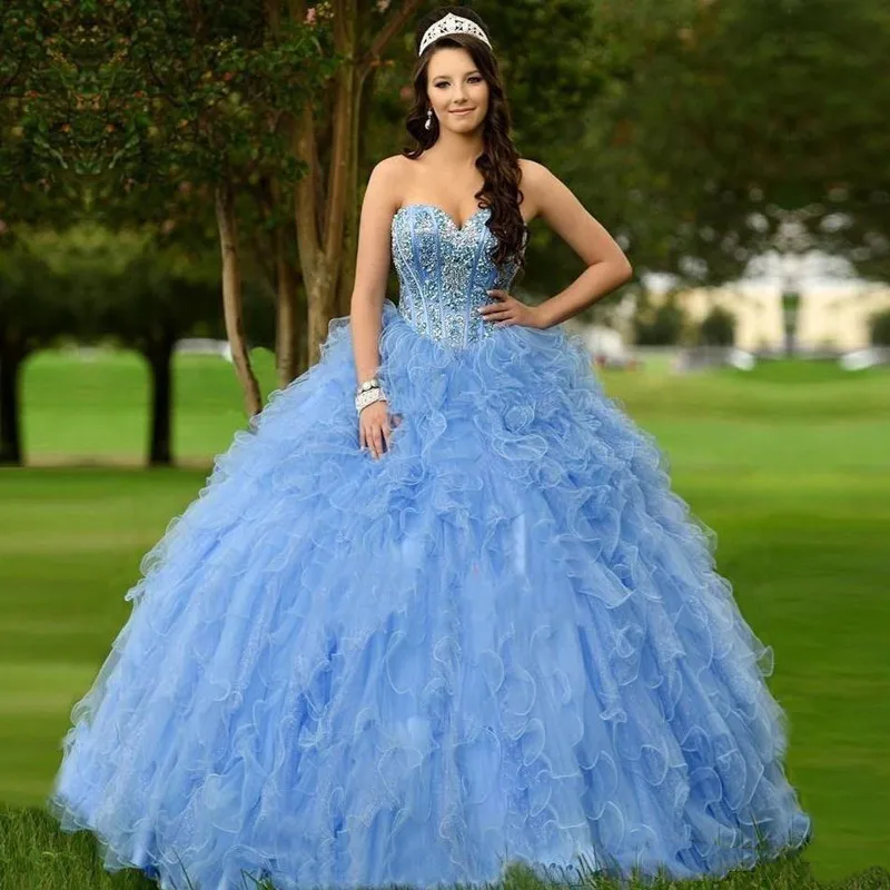 2022 Ball Gown Quinceanera Dresses Sweetheart Beaded Lace Up Back Sexy Bridal Formal Party Long Ruffles Vestidos De 15 Años
2022 Ball Gown Quinceanera Dresses Sweetheart Beaded Lace Up Back Sexy Bridal Formal Party Long Ruffles Vestidos De 15 Años