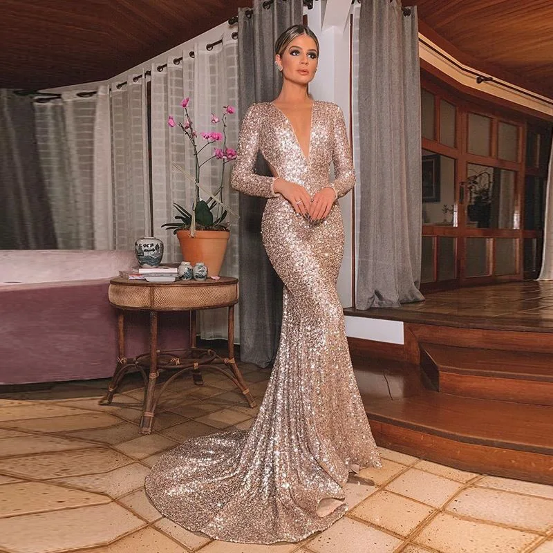 2020 Backless Sequin Evening Party Dress Vestido De Festa Elegant V NeckLong Sleeve Gowns Formal Reflective Robe Dresses 022001
2020 Backless Sequin Evening Party Dress Vestido De Festa Elegant V NeckLong Sleeve Gowns Formal Reflective Robe Dresses 022001