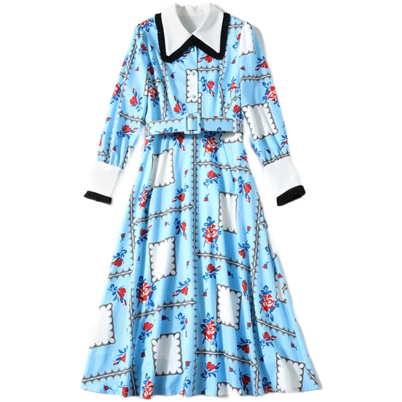 LUKAXSIKAX 2021 New Spring Autumn Women Dress High Quality Fashion Print Runway Slim Long Dress Send The Belt
LUKAXSIKAX 2021 New Spring Autumn Women Dress High Quality Fashion Print Runway Slim Long Dress Send The Belt