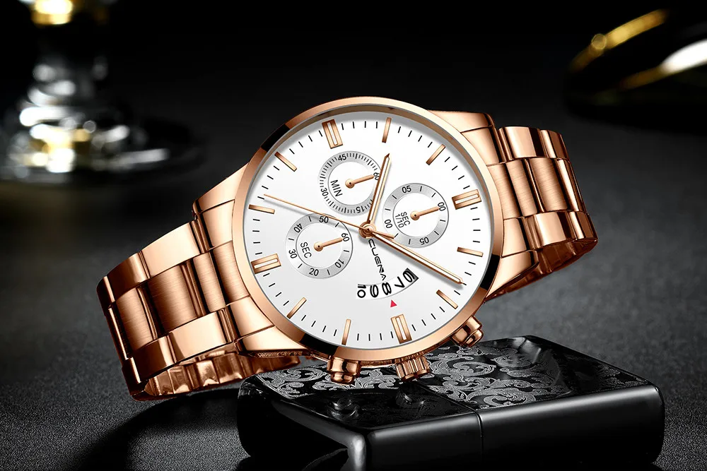 Men's Quartz Watch Auto Date Three Small Scale Dial Stainless Steel Strap Watch for Men Casual Bracele Wristwatch Reloj Hombre
Men's Quartz Watch Auto Date Three Small Scale Dial Stainless Steel Strap Watch for Men Casual Bracele Wristwatch Reloj Hombre