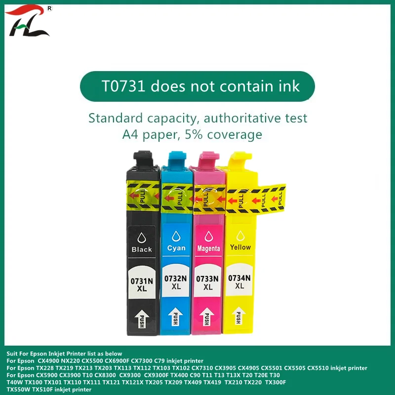 Чернильный картридж T0731 для принтера Epson 73 T0731N 73N, картриджи T30 TX203 TX510F TX210 CX5900 T40W TX205 TX209 TX409
Чернильный картридж T0731 для принтера Epson 73 T0731N 73N, картриджи T30 TX203 TX510F TX210 CX5900 T40W TX205 TX209 TX409