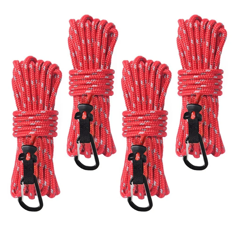 Reflective Nylon Cord with Carabiner Tent Ropes Fixed Pull Rope Windproof Rope for Camping Tent Outdoor
Reflective Nylon Cord with Carabiner Tent Ropes Fixed Pull Rope Windproof Rope for Camping Tent Outdoor