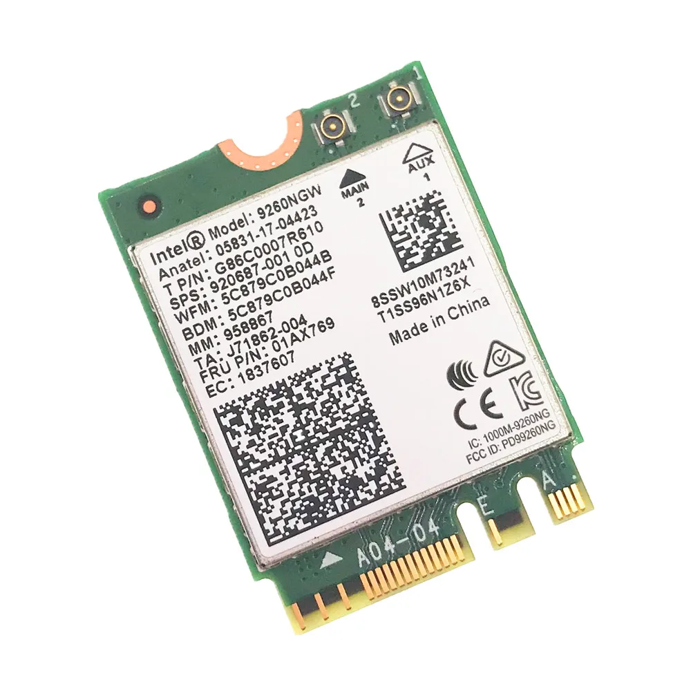 Беспроводная сетевая карта 1730 Мбит/с для Intel 9260 AC 2 4G/5 ГГц NGFF 802.11ac подходит Bluetooth 5 0
