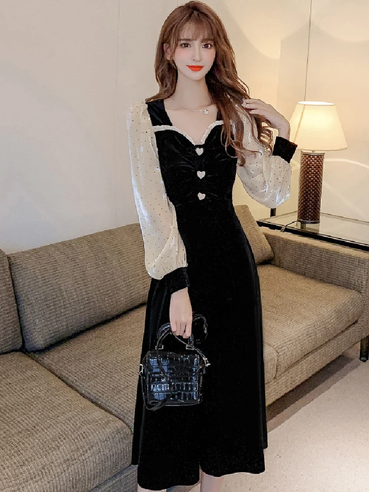 2021 spring dress new style velvet waist temperament slim middle long base dress women's skirt fashion
2021 spring dress new style velvet waist temperament slim middle long base dress women's skirt fashion