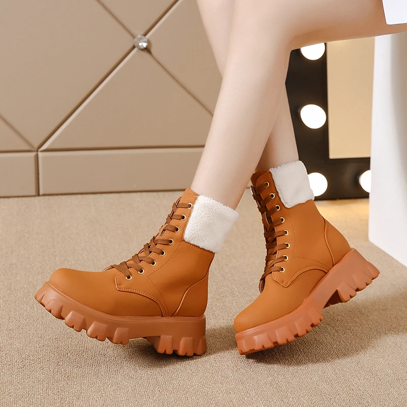 2021new fashion winter suede and ankle boots women's high heels lace-up thick-soled women's warm shoes flocking women's non-slip
2021new fashion winter suede and ankle boots women's high heels lace-up thick-soled women's warm shoes flocking women's non-slip