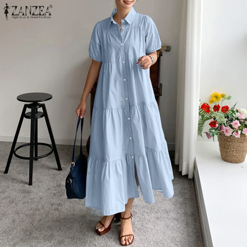 ZANZEA Femme 2021 Elegant Women Clothing Ruffles Faldas Largas Summer Dress Fashion Sundress Casual Short Sleeve Shirt Dresses
ZANZEA Femme 2021 Elegant Women Clothing Ruffles Faldas Largas Summer Dress Fashion Sundress Casual Short Sleeve Shirt Dresses