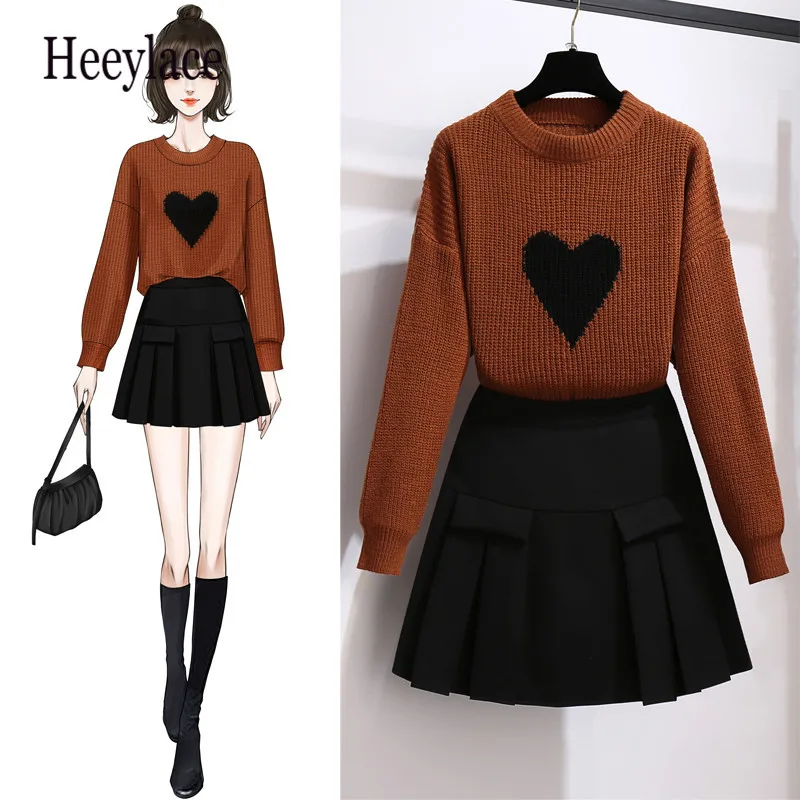 Korean Pretty Autumn 2 Piece Set Women's Set knitted Sweater And Black Pleated Skirt Set 2 Pieces Outfits Women Matching Set
Korean Pretty Autumn 2 Piece Set Women's Set knitted Sweater And Black Pleated Skirt Set 2 Pieces Outfits Women Matching Set
