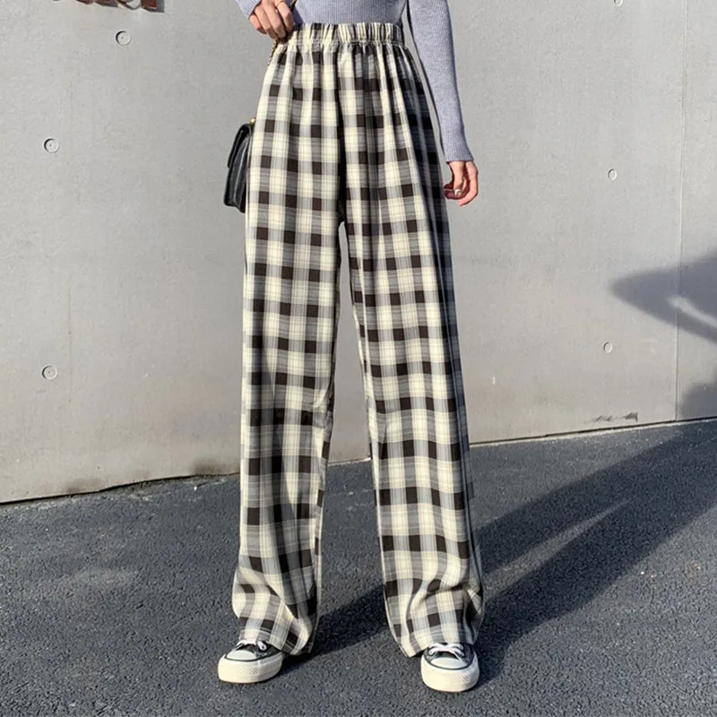 Cool Women Baggy Blue Pants Lady Oversized Wide Leg Plaid Slacks Harem Pants Student Autumn Purple Pink Long Flare Trousers 
Cool Women Baggy Blue Pants Lady Oversized Wide Leg Plaid Slacks Harem Pants Student Autumn Purple Pink Long Flare Trousers