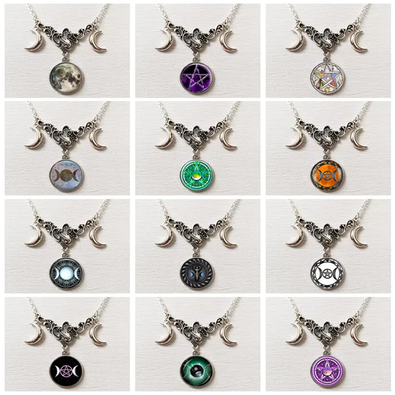 Gothic Triple Moon, Witch Necklace Witchcraft Symbol Crescent Crystal Glass Pendant Ladies Fashion Jewelry Gift
Gothic Triple Moon, Witch Necklace Witchcraft Symbol Crescent Crystal Glass Pendant Ladies Fashion Jewelry Gift