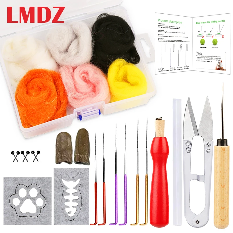 LMDZ Felting Kit, Needle Felt Supplies, Needle Felting Starter Kit with Roving Wool, Needle Felting Needle, Wooden Handle
LMDZ Felting Kit, Needle Felt Supplies, Needle Felting Starter Kit with Roving Wool, Needle Felting Needle, Wooden Handle