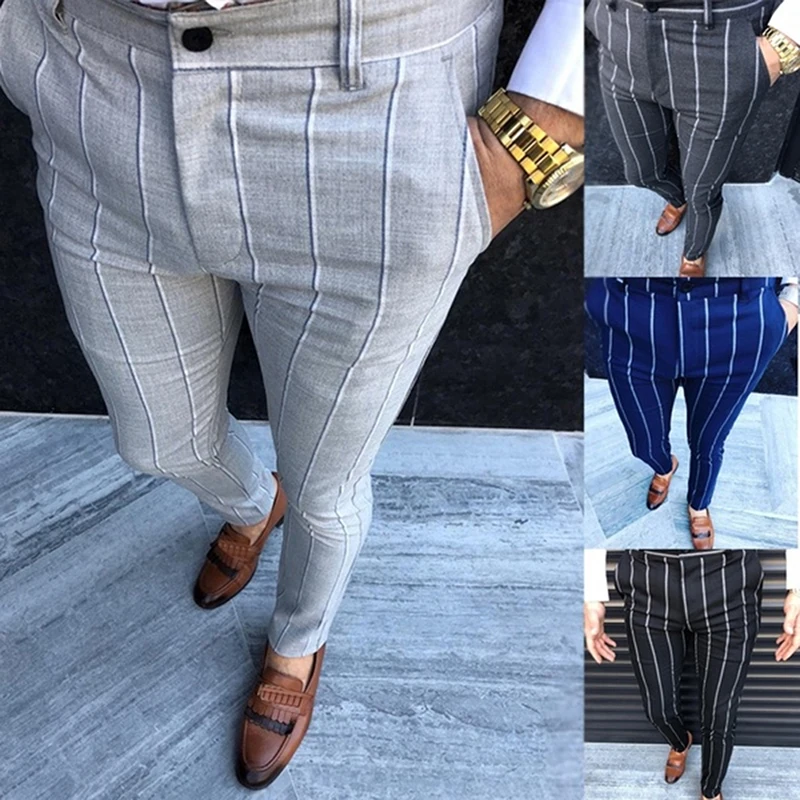 Formal Men's Striped Pants Slim Fit Business Casual Pencil Pants Fashion Office Work Men's Skinny Button Long Trousers
Formal Men's Striped Pants Slim Fit Business Casual Pencil Pants Fashion Office Work Men's Skinny Button Long Trousers