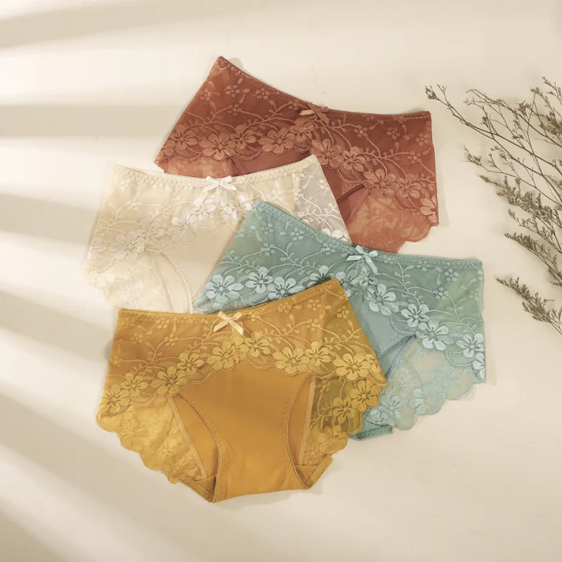 Ladies Underwear Sexy Lace Mid-Waist Lace Underwear Owknot Cotton Stitching Transparent Soft And Comfortable Women's Briefs
Ladies Underwear Sexy Lace Mid-Waist Lace Underwear Owknot Cotton Stitching Transparent Soft And Comfortable Women's Briefs