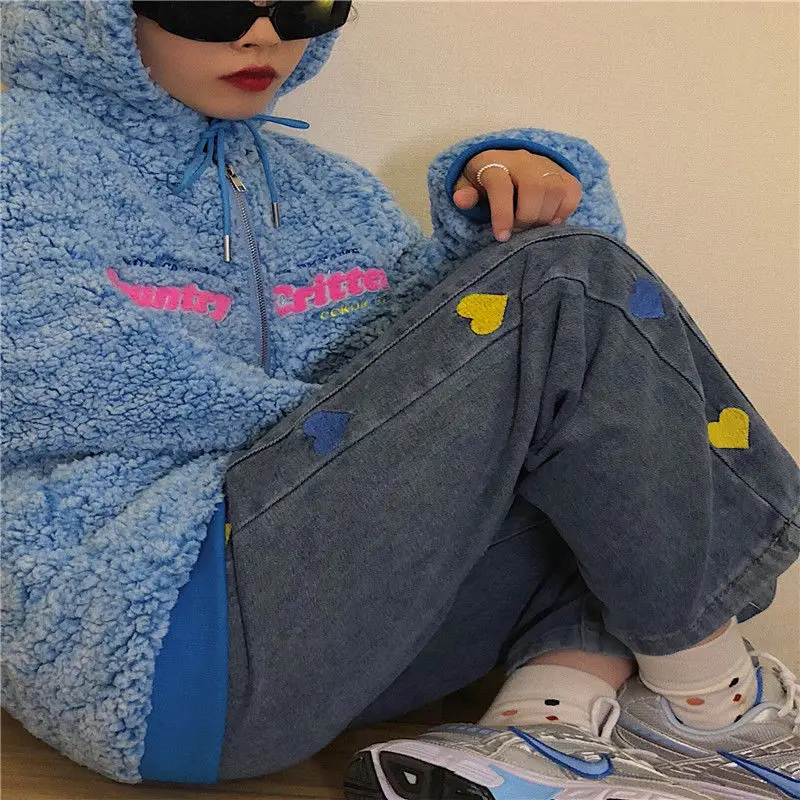 Women Jeans Embroidery Personal Loose Straight Trousers Female Ulzzang All-match Korean Style High Waist Elastic Ins Chic Casual
Women Jeans Embroidery Personal Loose Straight Trousers Female Ulzzang All-match Korean Style High Waist Elastic Ins Chic Casual