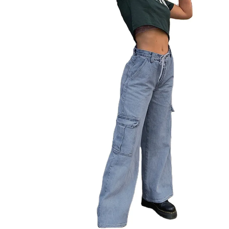 High Waisted Jeans Women's Straight Denim Trousers Loose Multi-pocket Cargo Pants Denim Joggers Women Vintage Streetwear
High Waisted Jeans Women's Straight Denim Trousers Loose Multi-pocket Cargo Pants Denim Joggers Women Vintage Streetwear