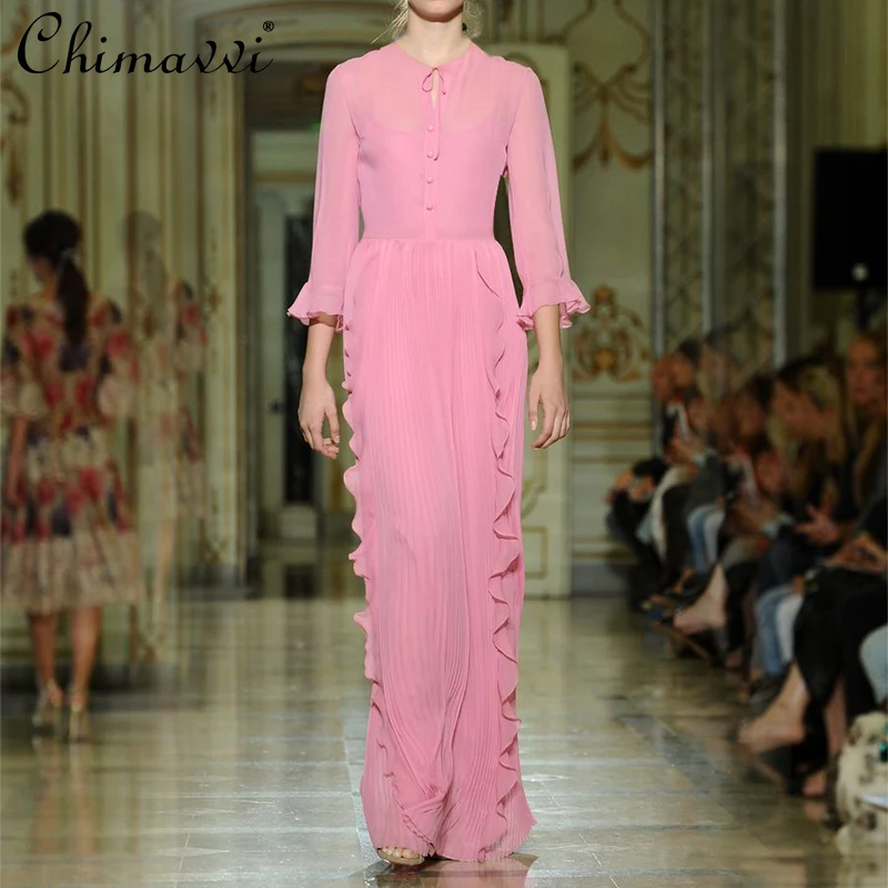Pink Fairy Maxi Dress Women 2021 Summer High Waist Slimming Dress High-End Fashion Pleated Solid Color Chiffon Dresses Feminine
Pink Fairy Maxi Dress Women 2021 Summer High Waist Slimming Dress High-End Fashion Pleated Solid Color Chiffon Dresses Feminine