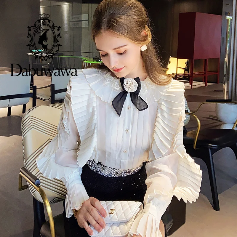 Dabuwawa Chic Ruffle Blouse Women Bow Neck Single Breasted Ruffled Long Sleeve Solid Shirts Office Ladies DO1CST019
Dabuwawa Chic Ruffle Blouse Women Bow Neck Single Breasted Ruffled Long Sleeve Solid Shirts Office Ladies DO1CST019